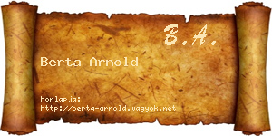 Berta Arnold névjegykártya